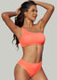 Textured One-Shoulder Bikini Set