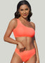 Textured One-Shoulder Bikini Set
