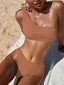 New Women's New Solid Color One Shoulder Pleated Fabric Sexy Bikini High Waist Split Swimsuit