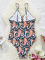 New deep V strappy one-piece swimsuit cashew flower print triangle one-piece swimsuit