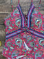 New deep V strappy one-piece swimsuit cashew flower print triangle one-piece swimsuit